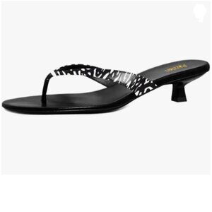 Pazzion Women's Fashion Open Toe Kitten Heel Flip Flops Slip On Low Heeled Thong